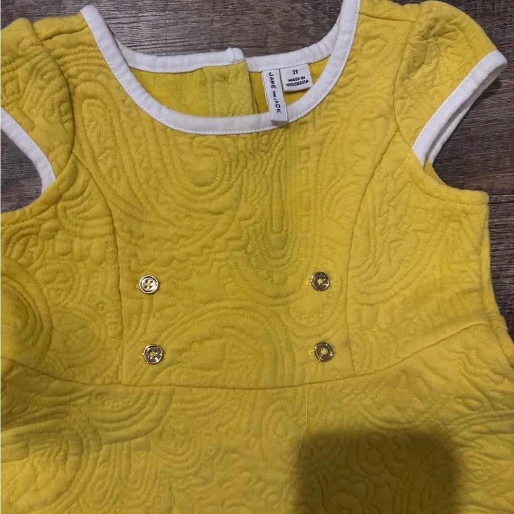 Janie and Jack Paisley Dress Textured Jacquard Gold Button Short Sleeve Toddler